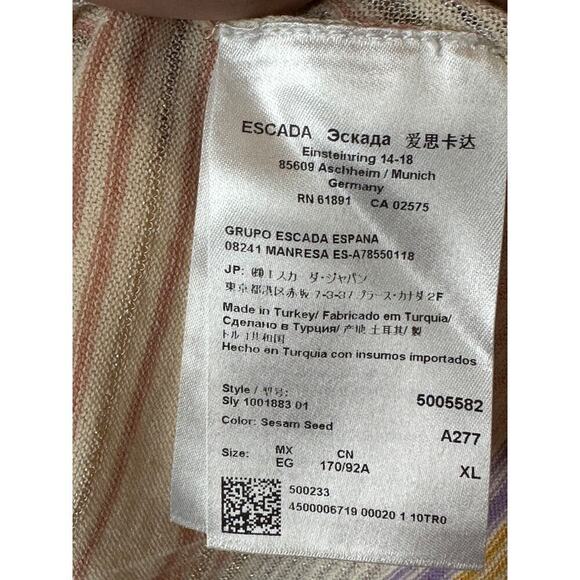 Escada Sport Ivory Multi Stripes Short Sleeve Knit Top Women's Size XL - Picture 4 of 7